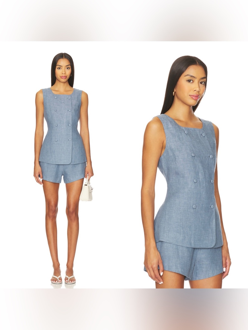 NWT POSSE Thea Linen bust in “Steel Blue”
